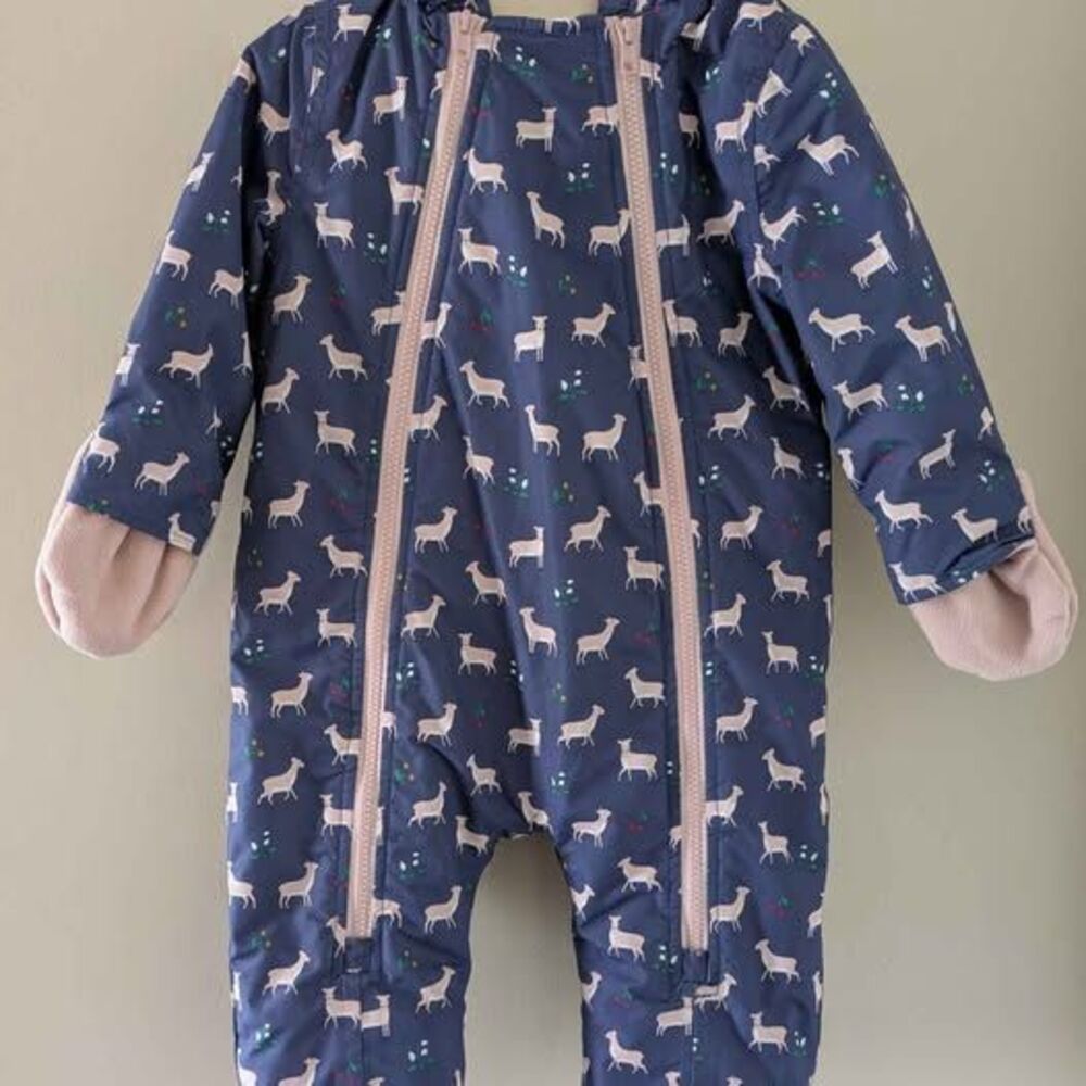 Mini Boden Deer & Floral Snowsuit ~ sz 12-18 mo